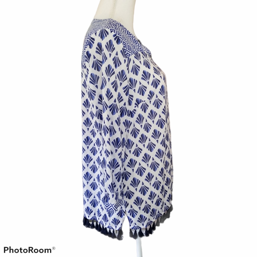Talbots Size Medium Blue & White Tunic